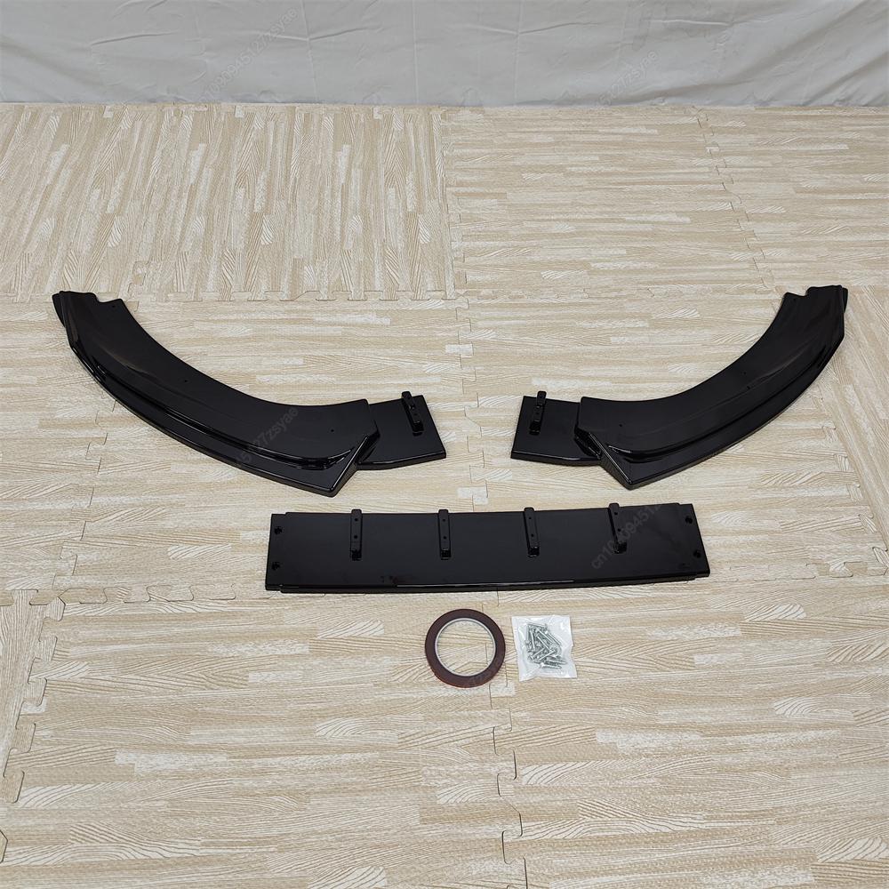 3Pcs Car Front Bumper Lip Spoiler Diffuser For Ford Fiesta MK8 ST ST-line 2017-2021 Pre-LCI ABS Gloss Black Bodykits Tuning