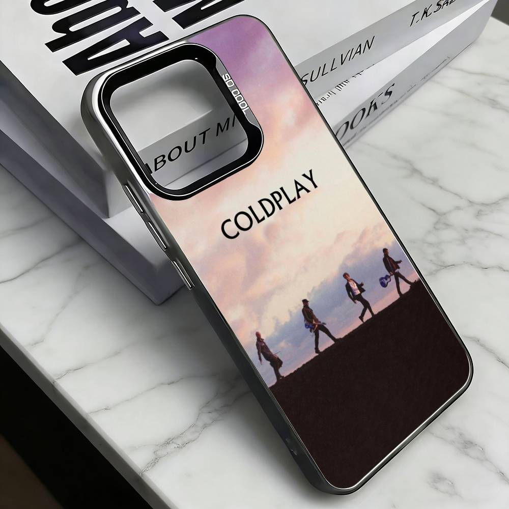 C-Coldplay  Phone Case For iPhone 17,16,15,14,13,12,11 Plus,Pro Max,XS,Colorful Silver Black Cover