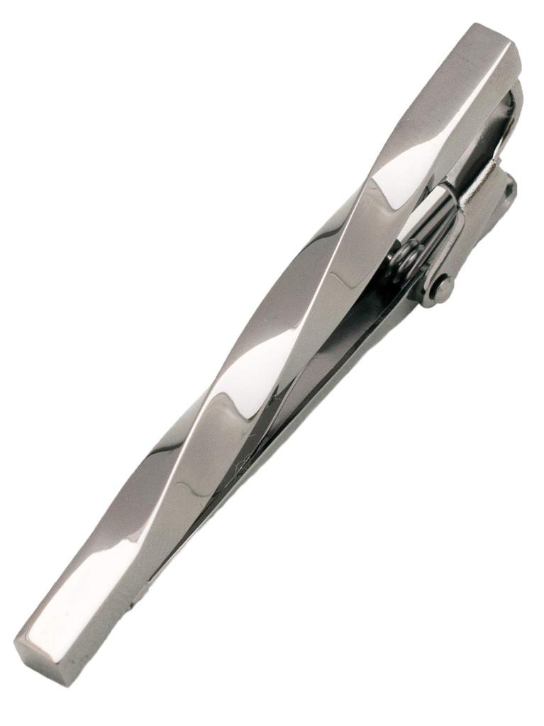 Tabarat Tie Made In Brass Twisted Crocodile Style Men's Clip, Japan, (Silver)