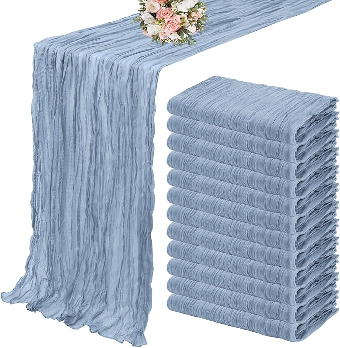 10PCS Terracotta Semi-Sheer Table Runner Gauze Cheesecloth Table Setting Dining Wedding Reception Events Christmas Fall Decor
