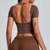 European and American Sexy Gyaru Short Sports T-shirt Women Fitness Short sleeve Large Backless Breathable Tight Yoga Clothes With Chest Pad