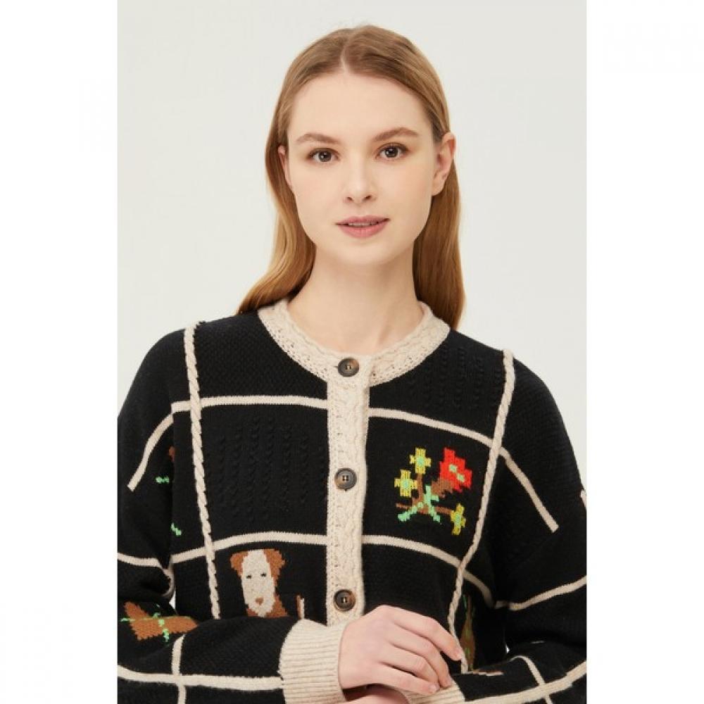 Benetton Cardigan tricotat cu guler rotund și intarsii Benetton Bakca2511