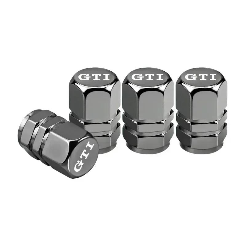4Pcs Volkswagen Car Valve Stem Cover Metal Dustproof Cap For VW Atlas Jetta Touareg Variant Golf Polo GTI Taos Nivus Passat CC