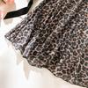 Lace Trim Leopard Print See-Through Patchwork Nightgown