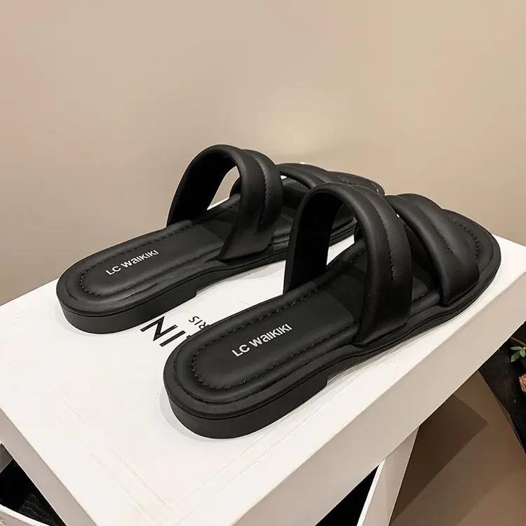 Fashion Summer Fashion Slip-on Casual Outdoor Beach Women Flip Flops Designer New Soft Bottom Leather Women's Slippers Shoes