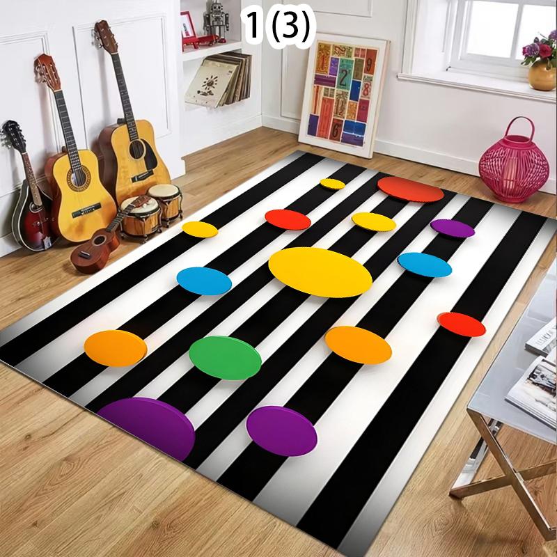 

Retro Black & White Stripe Rug with Double Heart Motifs NonSlip Easy Clean Cute Decor Carpet for Bedroom Guitar Room & Closet 40X60cm