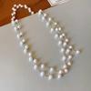 Fashion Long Pearl Necklace Double-layer Collarbone Chain High-end Sweater Chain  Dress