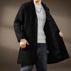 Men's Wool Tweed Mid-Length Suit Collar Windbreaker - British Style Autumn/Winter Coat