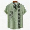 Men's new green linen short-sleeved shirt HD coconut tree pattern 3D printed shirt Hawaiian vacation outdoor social men's wear