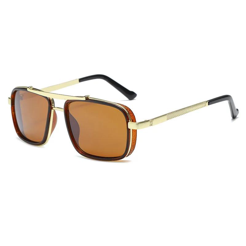 

Luxury Rectangle Mens Sun Glasses Male Classic Outside Driving Shades Summer Glasses Vintage Metal Steam Punk Sun Glasses