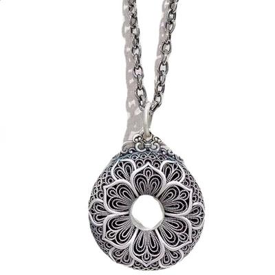 Etnische stijl holle pioen lotusbloemen hanger voor dames trui accessoires trendy 925 zilveren ketting ketting vrouwelijke sieraden