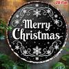 Vintage Black White Metal Merry Christmas Wall Art Round Aluminum Snowflake Star Decor Gift