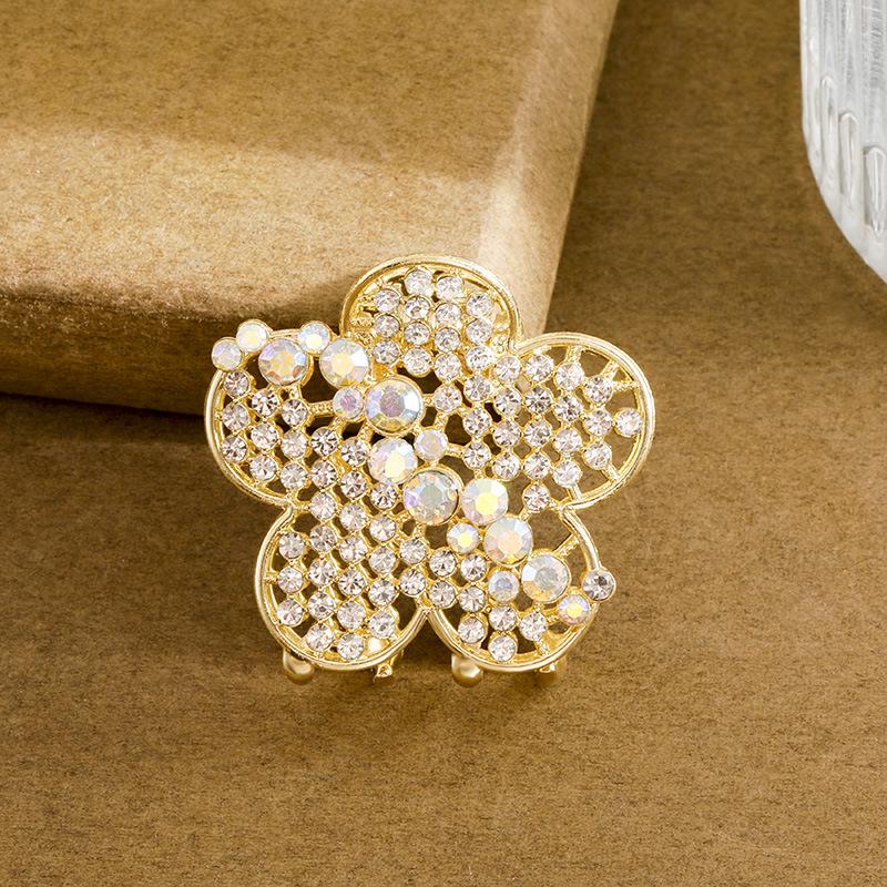Plum Blossom Rhinestone Hair Clip - Elegant Alloy Claw for Half-Up Styles