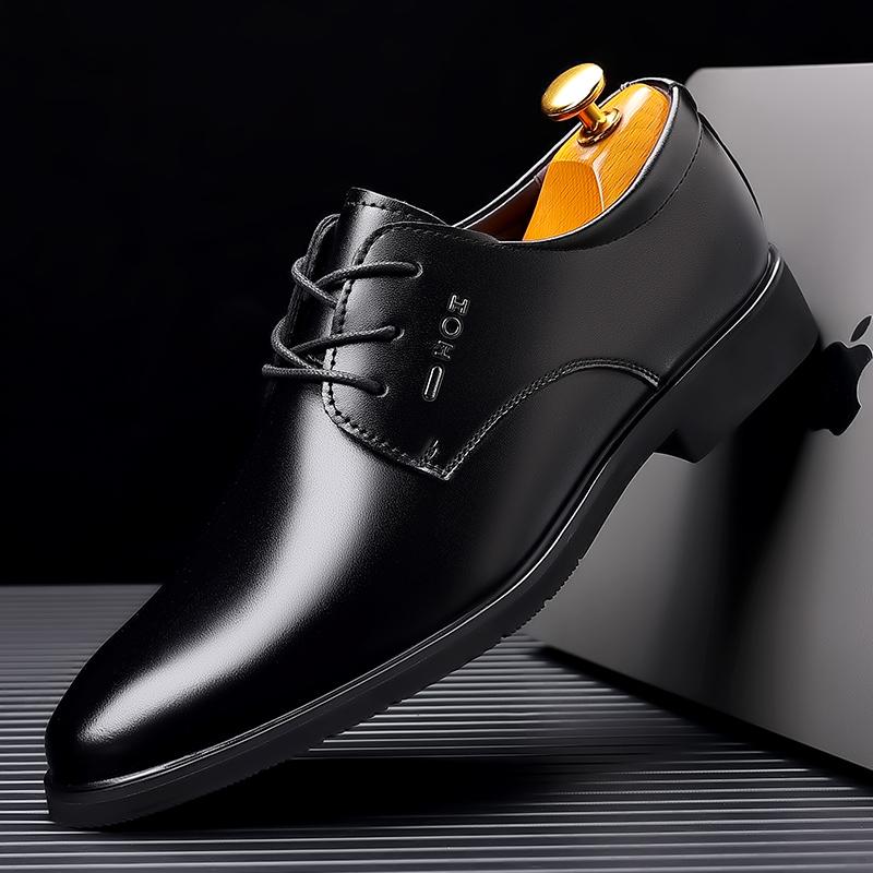 Fashion Versatile Formal Dress Footwear New Leather Men Oxfords Shoes Business Derby Shoes All-match Lace Up Italian Mens Casual Shoes