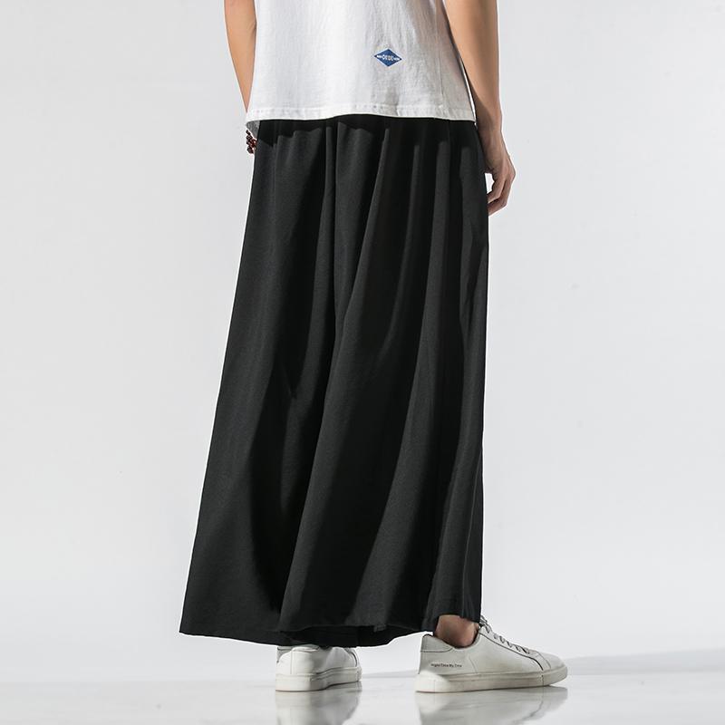 Pánské široké kalhoty Pánské bavlněné tepláky Retro volné kalhoty Muž Čínský styl Lněné kalhoty Muž Velký rozkrok Nepálské roucho Kalhoty