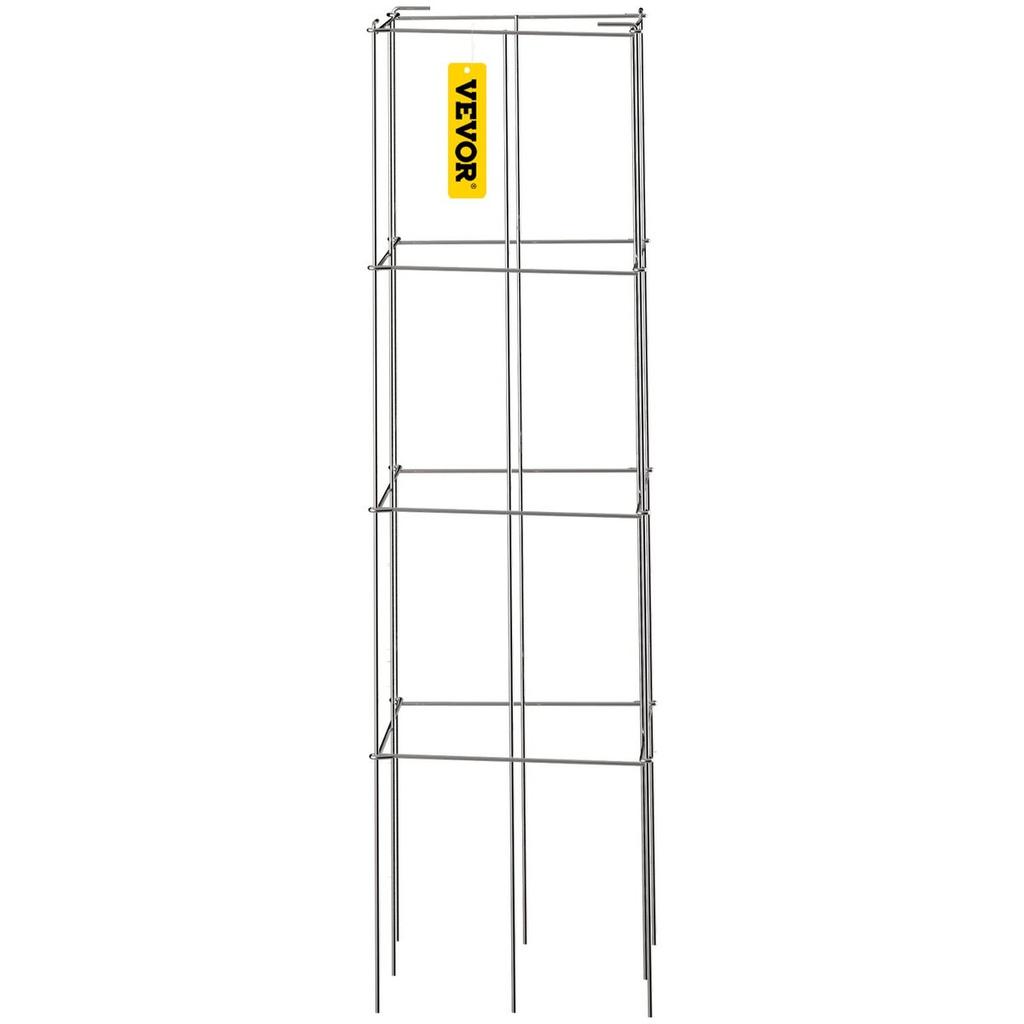 Tomato Cages, 11.8" X 11.8" X 46.1", 10 Packs Square Plant Support Cages, Silver PVC-Coated Steel Tomato Towers for Climbing Vegetables, Plants,