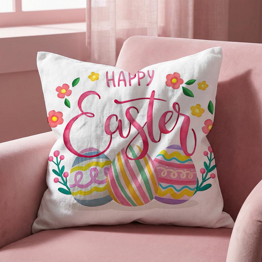 Holiday Easter Cushion Cover MultiScene Pillow Cover for Home Car Reversible Soft Durable for Daily Use