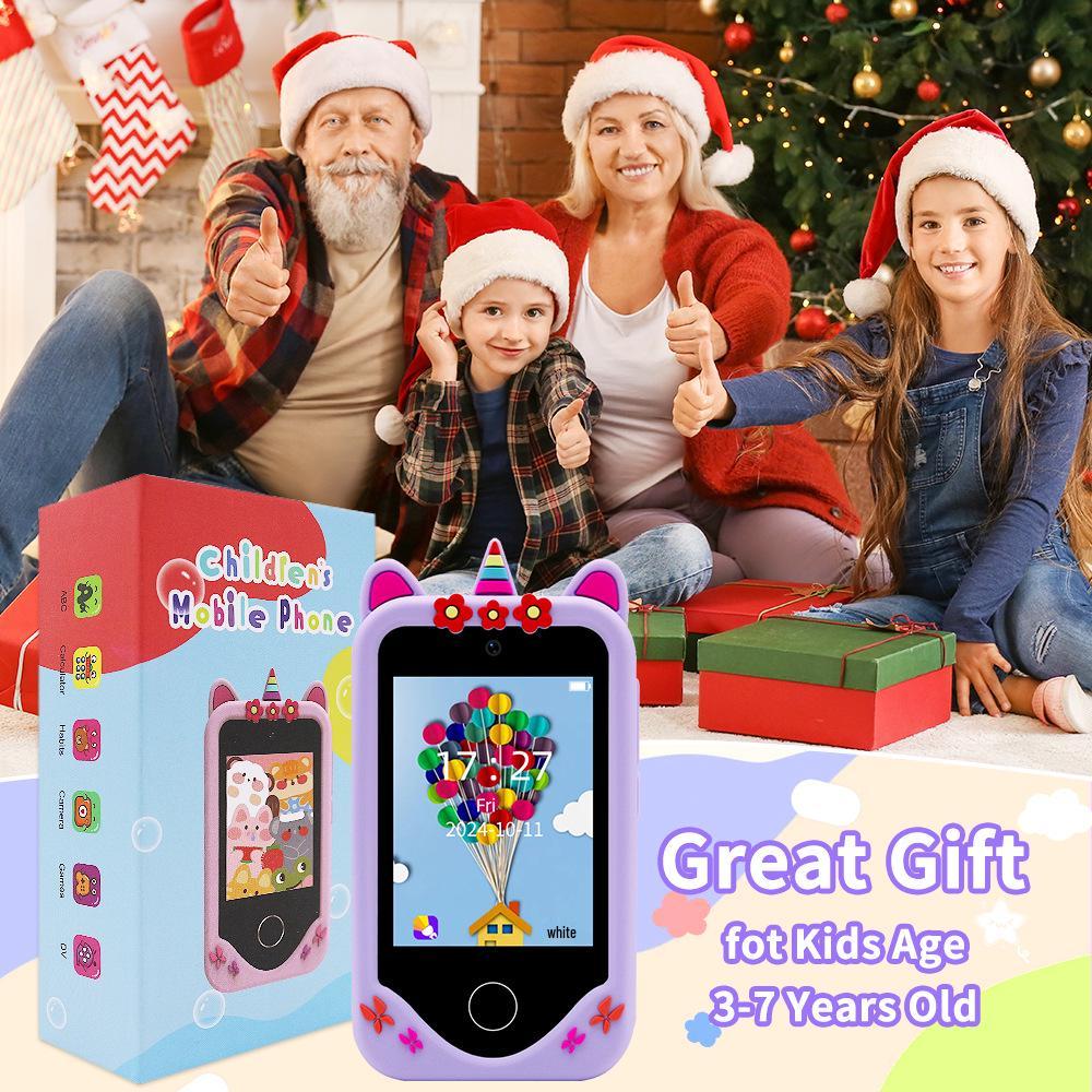 Einhorn Dual-Kamera Pädagogisches Touchscreen-Telefon für Kinder - Frühes Lernen und Weihnachts-Edition