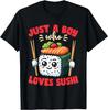 Kawaii Sushi Boy Loves Sushi Graphic Cotton TShirt Round Neck Casual Tee For Unisex