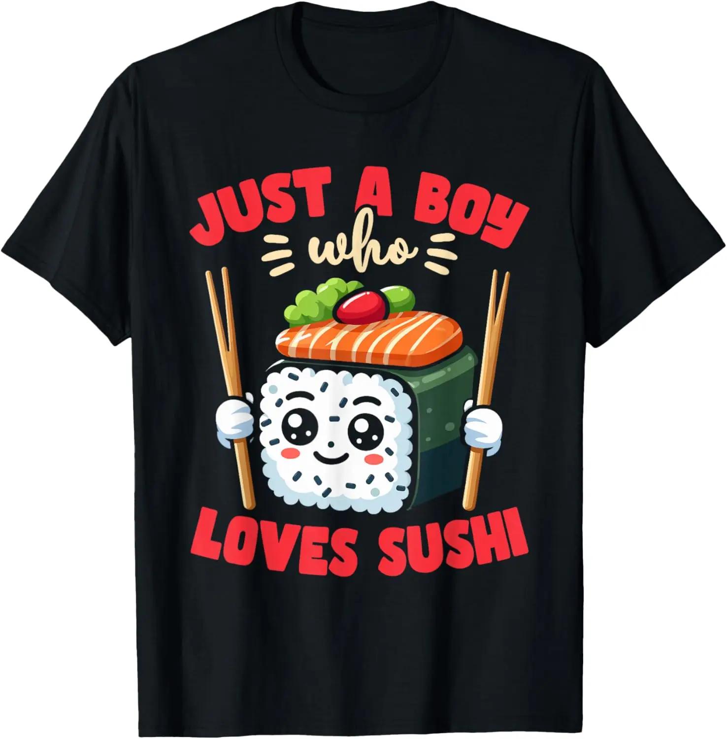 

Kawaii Sushi Boy Loves Sushi Graphic Cotton TShirt Round Neck Casual Tee For Unisex S