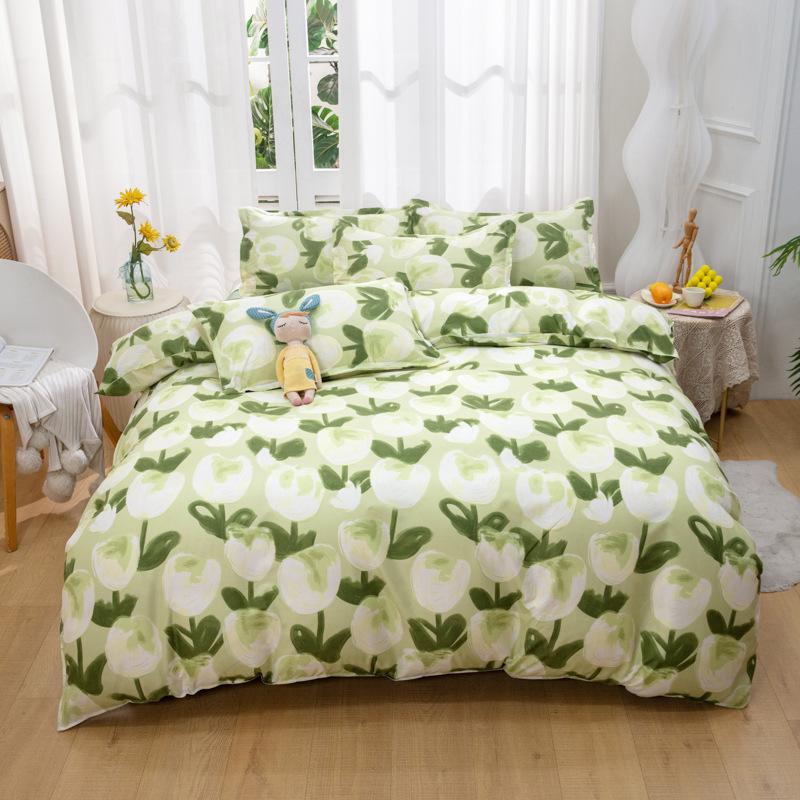 Set de lenjerie de pat nordic simplu din patru piese, cearșaf de pat, set de pilota pentru dormitor Set din trei piese