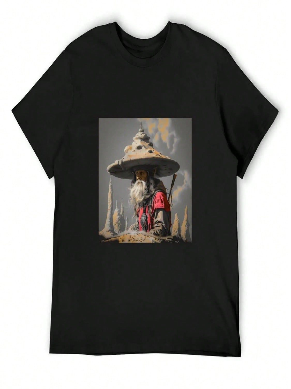 Mushroom Wizard T-Shirt Man Clothes Quick Drying Man T Shirt Plain Black T Shirts unisex S разноцветный