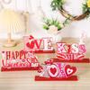 Classical Wood LOVE KISS Figurines Desk Ornaments for Valentine's Day Decoration Couple Gift Indoor Party Decoration