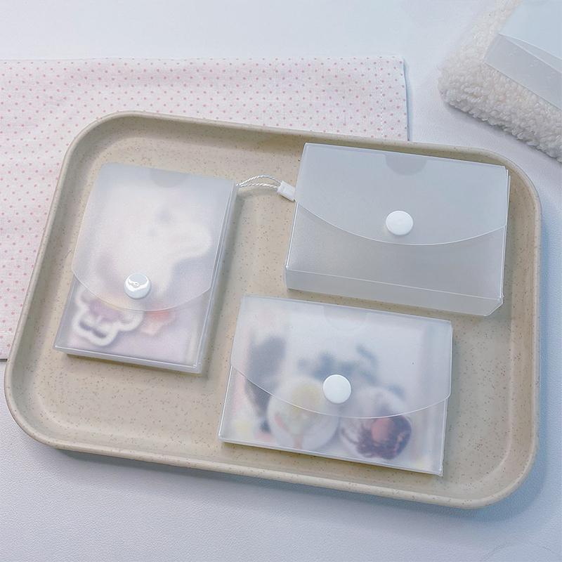 2Pcs Translucent Frosted Button Storage Box Portable Pocket Album Case Container Dustproof Kpop Idol Photo Card Organizer