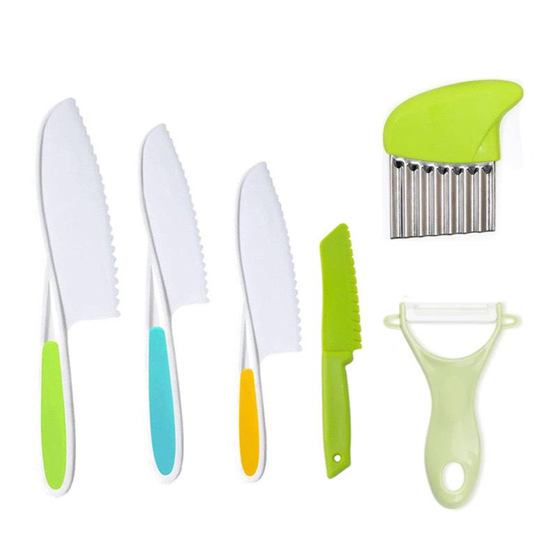 Child-Safe Plastic Cutlery Set: Baby Food Masher, Embossing Mold, and Kids' Cutting Board