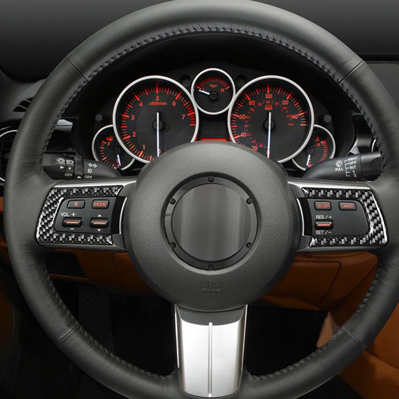 Real Carbon Fiber Steering Wheel Decor Trim Car Interior Accessories Car Interior Supplies For Mazda MX-5 Miata 2009-2015 2