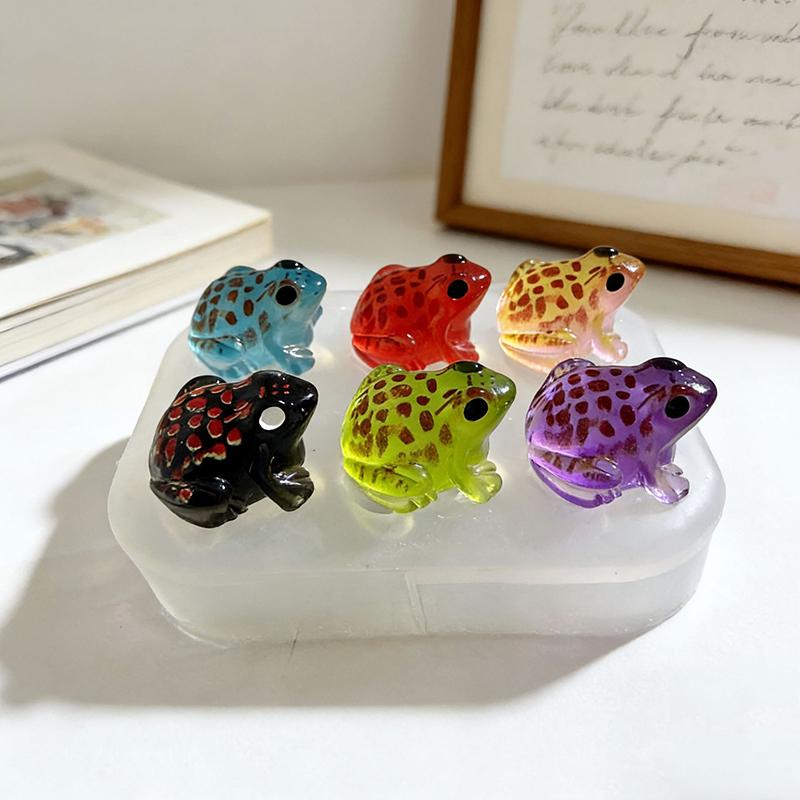 Cute Little Frog Epoxy Mold Silicone 6-Piece Little Frog Handmade Toad Resin Liquid Mold