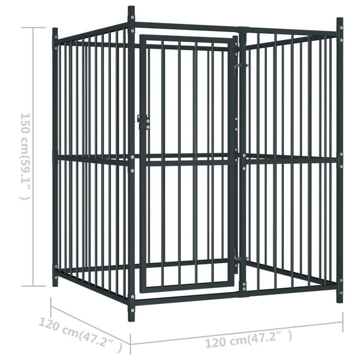 VidaXL Chenil extérieur pour chiens 120 x 120 x 150 cm