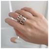 925 Sterling Silver Rings For Women Geometric Fine Jewelry Finger Adjustable Simple Vintage Chain Ring For Party Birthday Gift