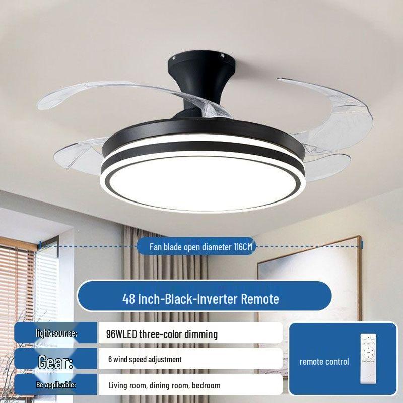 2026 Modern Invisible Ceiling Fan Light Chandelier for Dining, Living Room, Bedroom