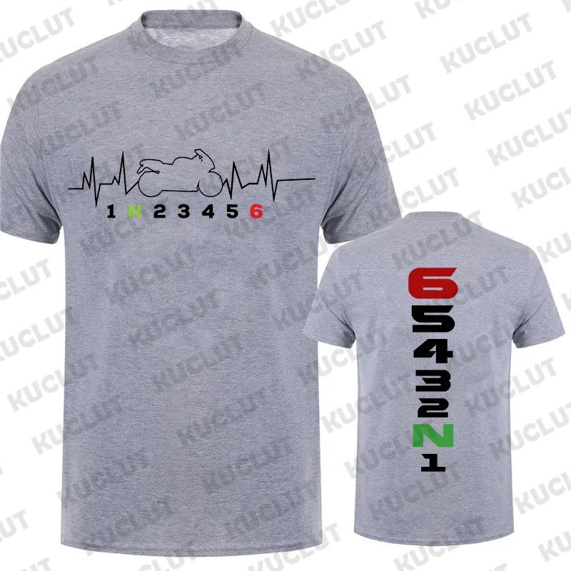 Vintage T-Shirts for Men Manual-Transmission 1N23456 Motorcycle Gear Shift Heartbeat Biker Print Top Tee Street T-Shirt Clothing