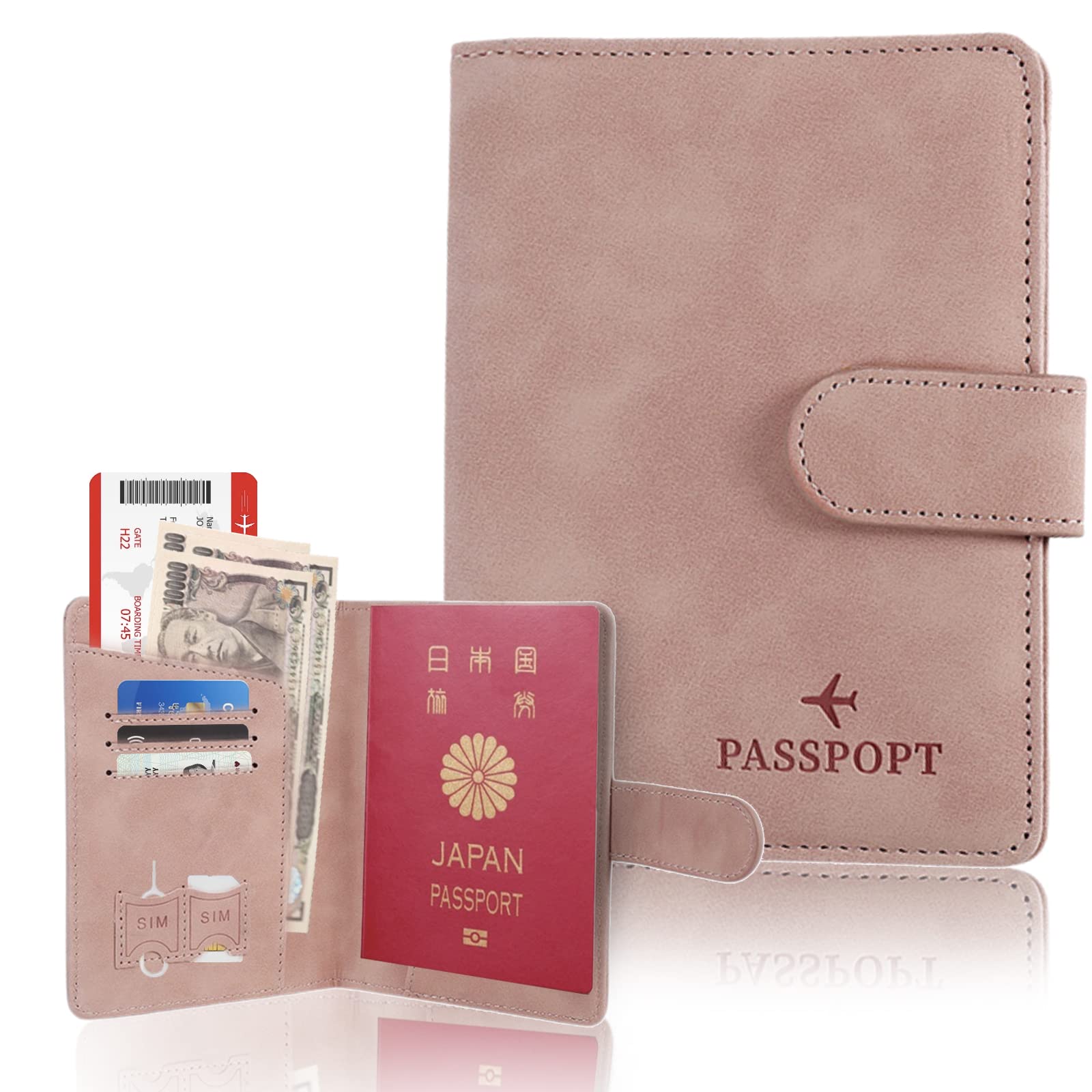 

Passport RFID Card Travel Safe Overseas Premium PU Leather Passport Storage Business Credit Airline Air [Vetntihose] Case, Anti-Skimming, Blocking, розовый
