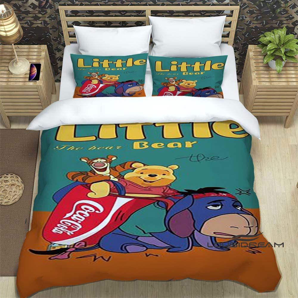 

Pooh Bear cartoon-themed bedding sets, including single, double, king, and queen-size beds, bedding sets, and adult bedroom duve 135X200cm