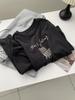 Women's Plus Size Dark Grey Little Horse Print Velvet T-Shirt - Warm Brushed Base Layer for Autumn/Winter