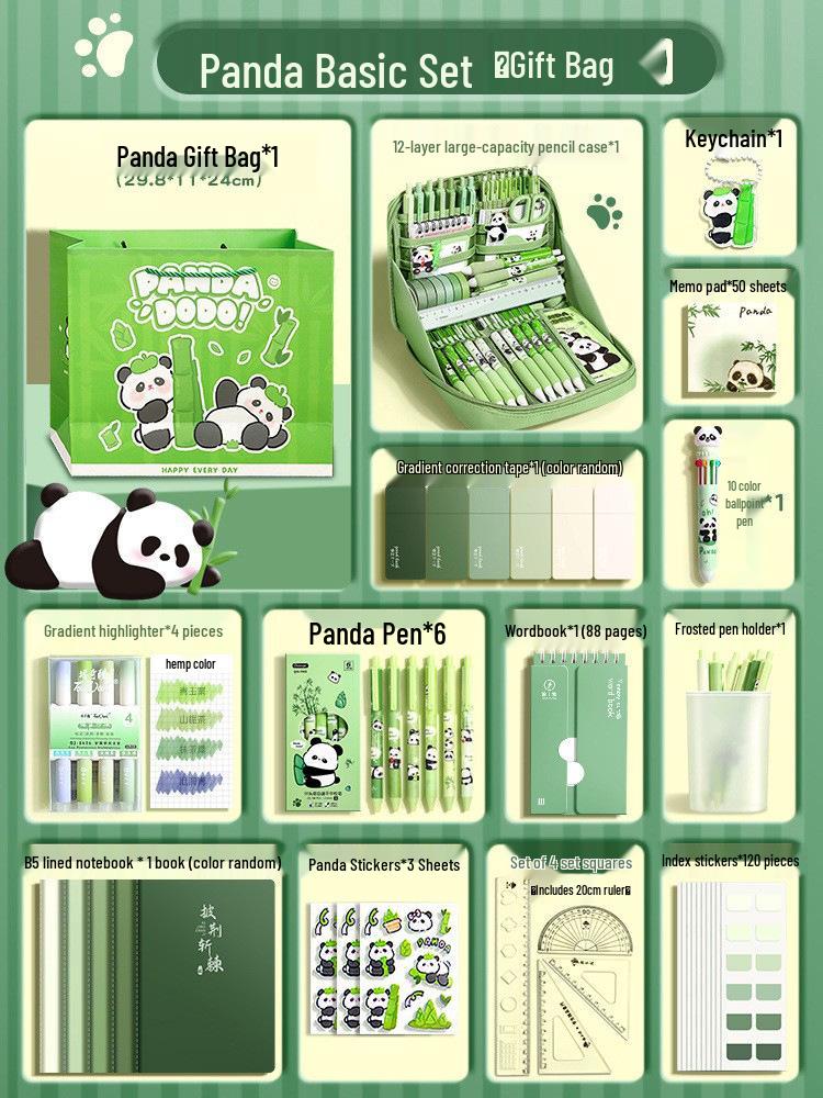 Panda Stationery Gift Set: Back-to-School Supplies for Primary & Middle School Students