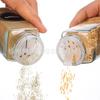 40oz Glass Pepper Powder Square Seasoning Bottle Set, 120ml, Bamboo Lid with Holes