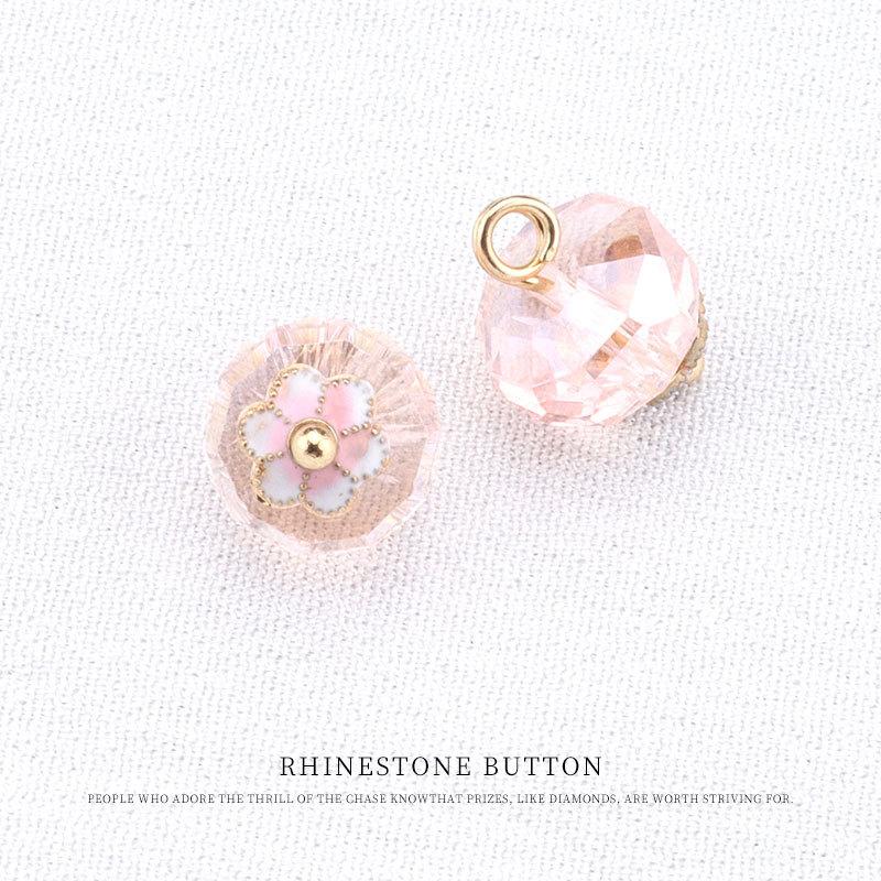 5pcs Cut Face Flower Tray Crystal Button Women'S Shirt Cardigan Children'S Buttons Cheongsam Hanfu Tang Style Button Accessories