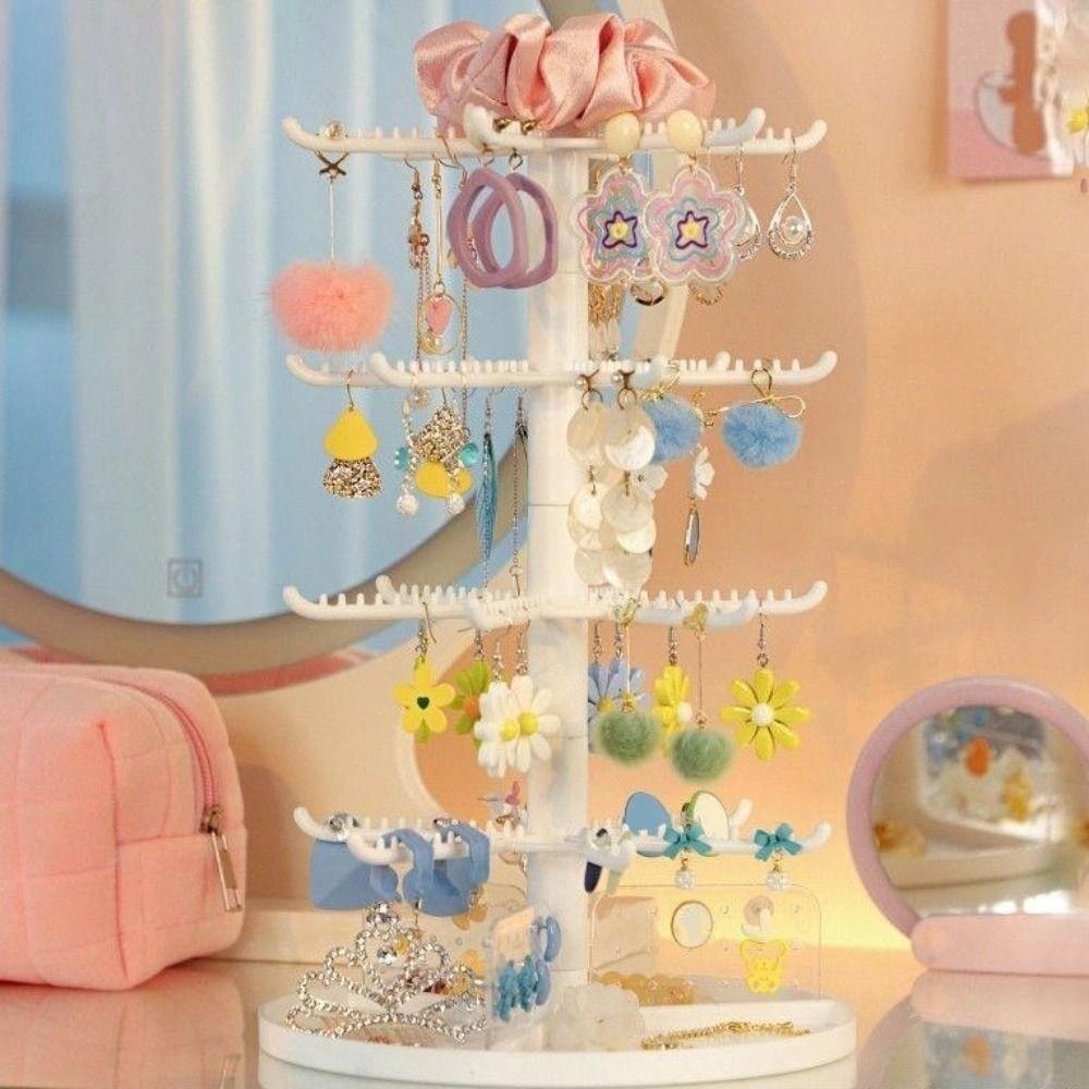 Rings Home Rack Earring Holder Stand Detachable Jewelry Display Rack Rotating Necklace Shelf