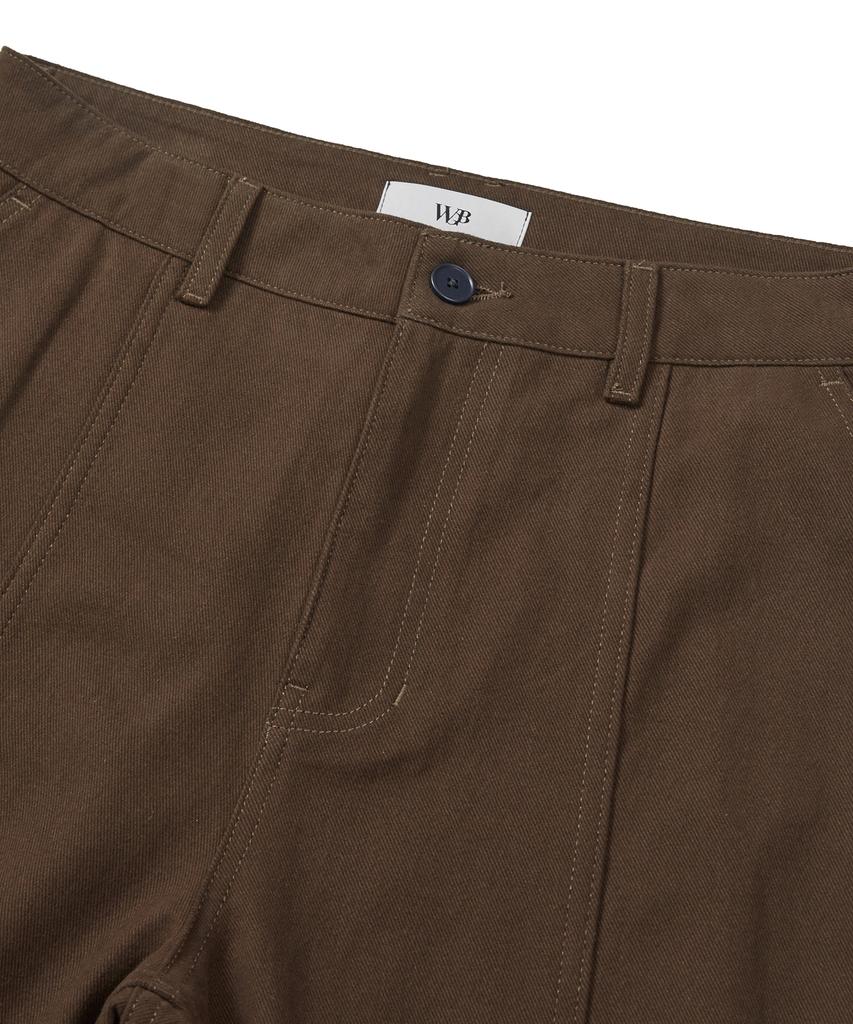 WEST GRAND BOULEVARD Wide Curved Line Cotton Pants Brown