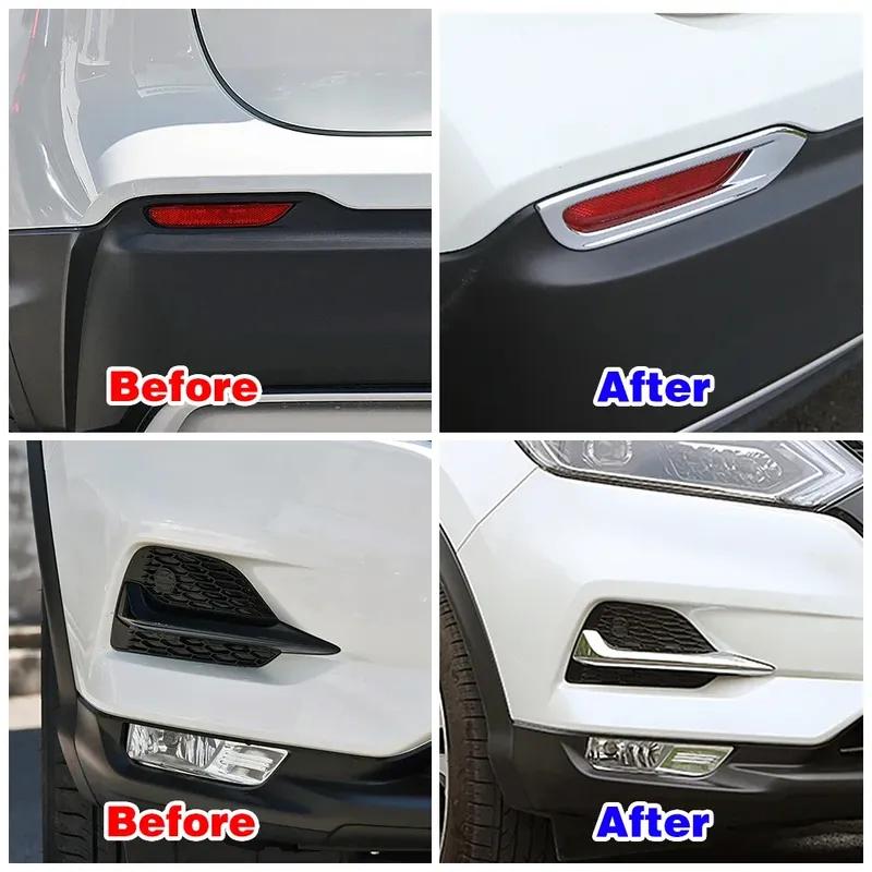 Car Exterior Part Front Rear Fog Lamp Light Bumper Reflector Frame Cover Trim Chrome Refit for Nissan Qashqai J11