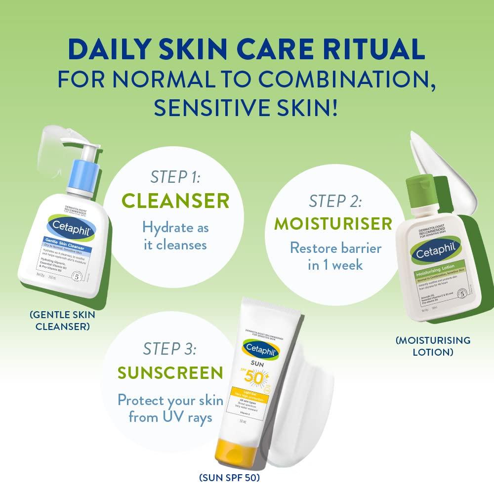 Cetaphil Moisturizing Lotion for Sensitive Skin 100ml Non-Greasy Daily Hydration for Dry Normal Skin