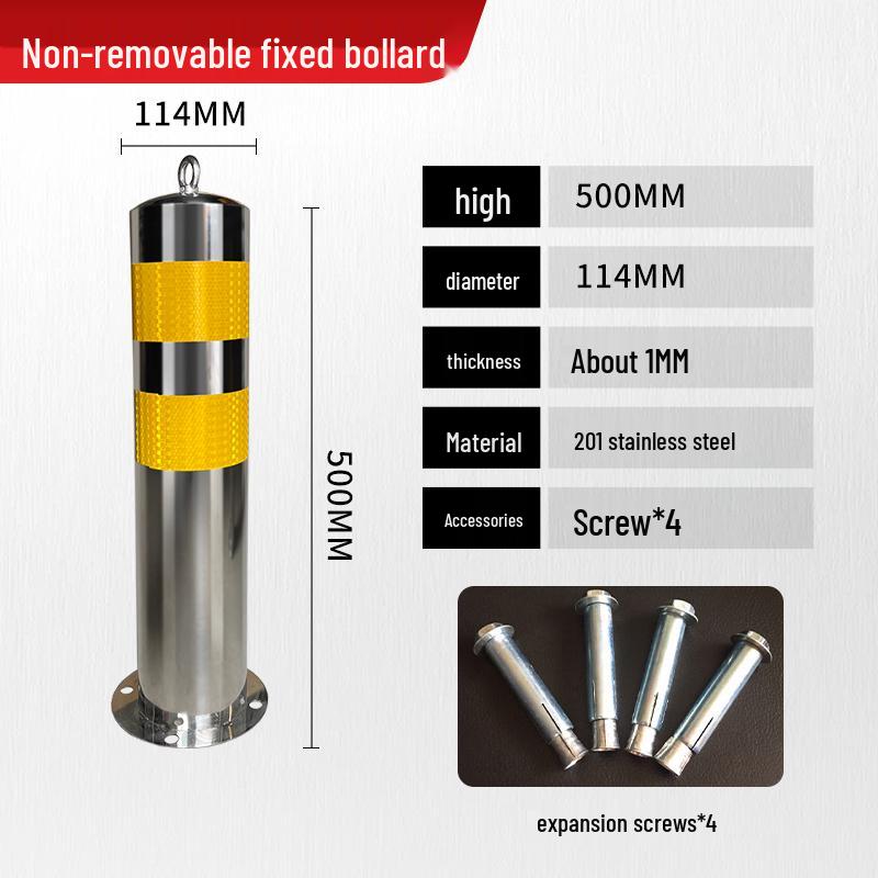 Stainless Steel Removable Parking Post with Lock and Anti-Collision Guardrail