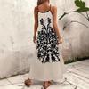 European and American Popular Suspender Sleeveless Casual New Women's Clothing Printed Long Dress