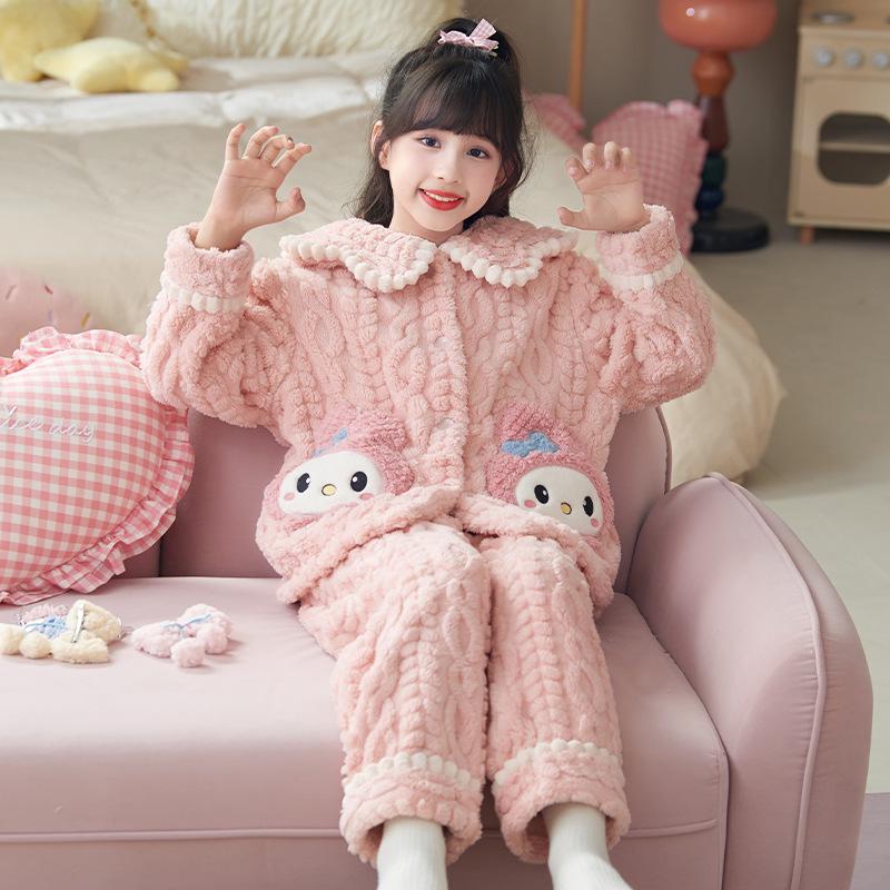 

«Зимний плюшевый пижамный комплект для матери и дочери»: Коралловый флис и жаккард для девочек 16 (Height 135-145cm, Weight ~35kg)