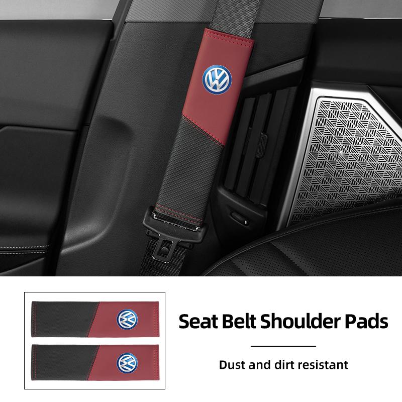 LEG1 Car Seat Belt Cover Safety Belt Two-colour Splicing Shoulder Protection Pads For VW Tiguan CC Jetta Polo Passat T-ROC Touareg