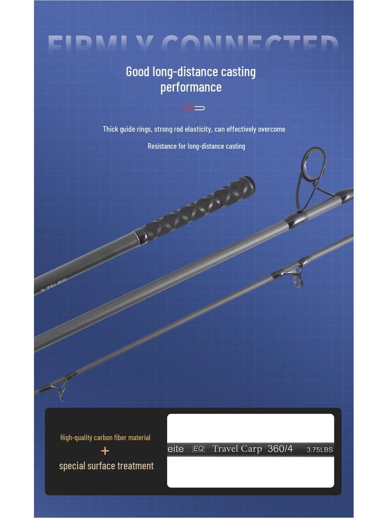 TRAVEL KARP Långkast 4-delad Spö, 3,75LBS, FiskeSpö med Flera Specifikationer